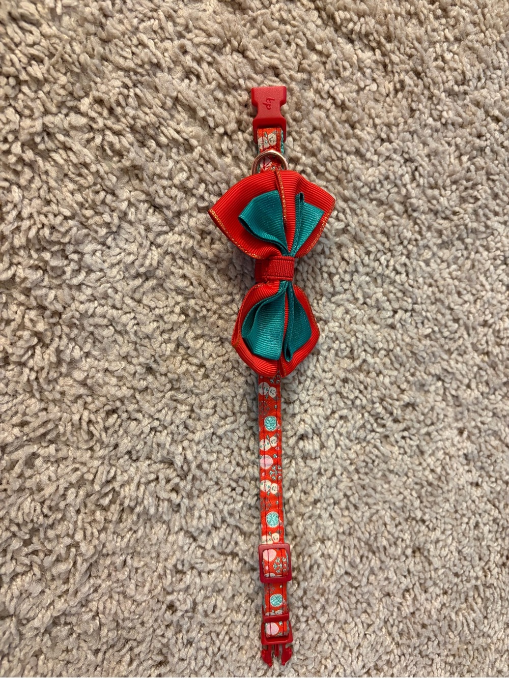 bp Red and Teal Bow Pet Collar